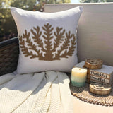 Gold Coral Hunt - Ivory Cotton Linen Throw Cushion Cover