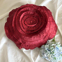 Rust Rose - Crushed Art Silk Rust Decorative Round Cushion Cover