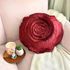 Rust Rose - Crushed Art Silk Rust Decorative Round Cushion Cover