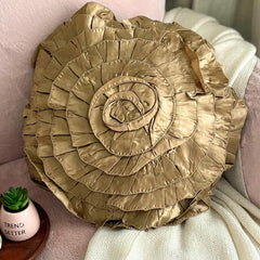 Satin Ruffles - Satin Peach Decorative Round Cushion Cover