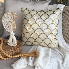 Mermaid Affair - Ivory Art Silk Throw Pillow Cover