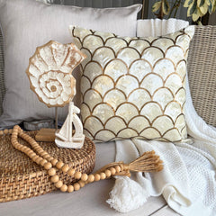 Mermaid Affair - Ivory Art Silk Throw Pillow Cover