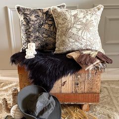 Black & Beige Jacquard Throw Cushion Cover - Savannah Sketch