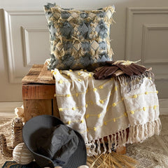 Grey & Beige Jacquard Throw Cushion Cover - Nomad Lattice