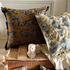 Grey & Beige Jacquard Throw Cushion Cover - Nomad Lattice