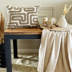 Olive Green Linen Lumbar Cushion Cover - Terrain