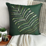 Floating Leaf - Dark Green Art Silk Decorative Euro Sham