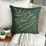 Floating Leaf - Dark Green Art Silk Decorative Euro Sham