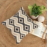Black & Beige Jacquard Woven Throw Cushion Cover - Nomad Path