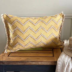 Golden Chevron Lumbar Cushion Cover