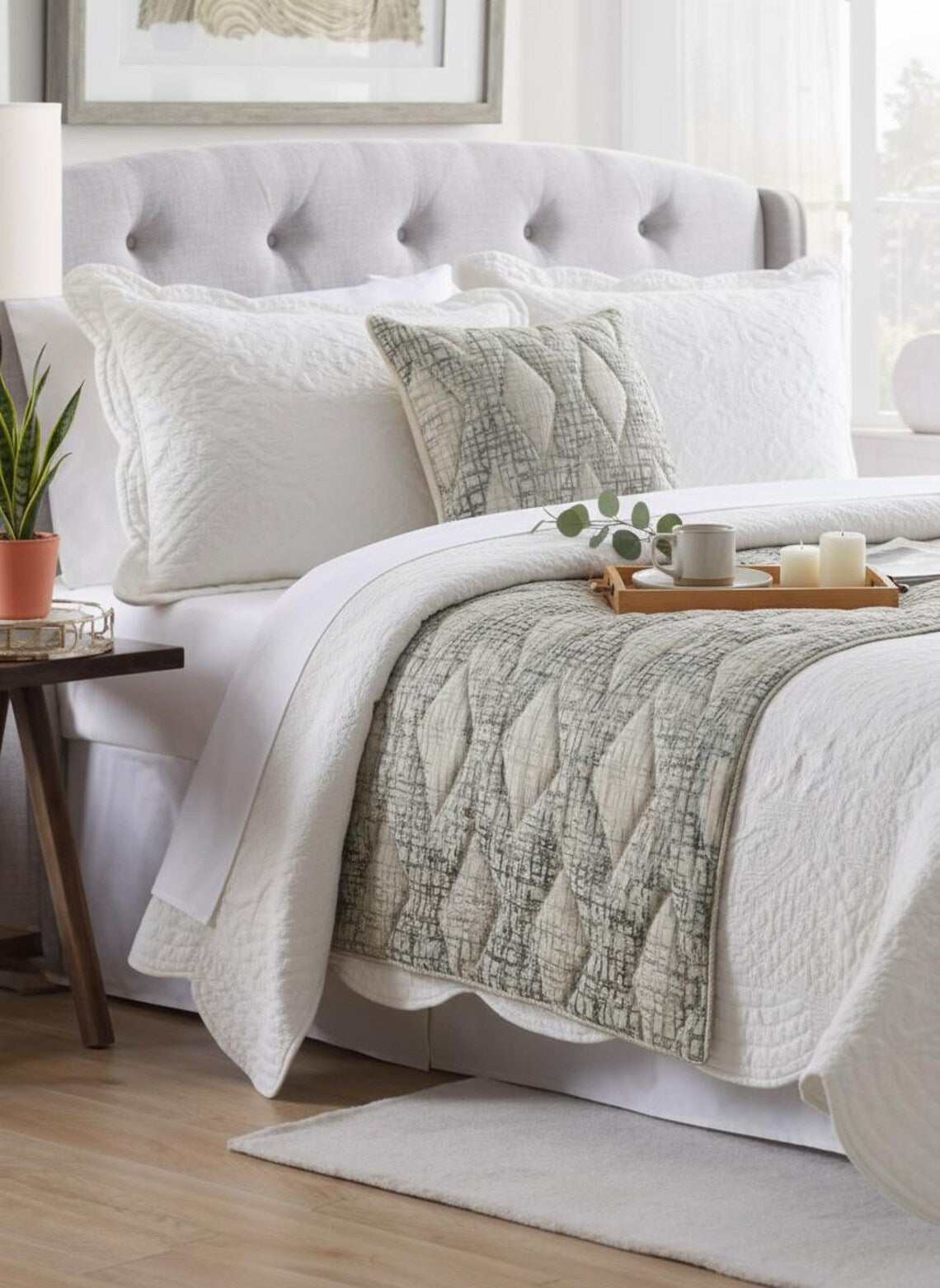 Graphitti Grey Decorative Bed Runner with Cushion Cover