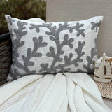 Silver Corals - Art Silk White Decorative Lumbar Pillow Cover