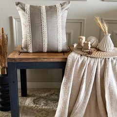 Gray Cotton Linen Throw Cushion Cover - Pearl Bound