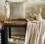 Beige & Green Jacquard Woven Throw Cushion Cover - Sandloom