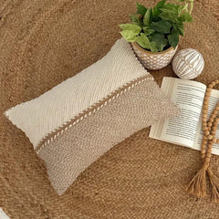 Beige Jute Lumbar Cushion Cover - Juteform
