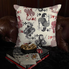 Red & Black Velvet Throw Cushion Cover - Royal Hearts