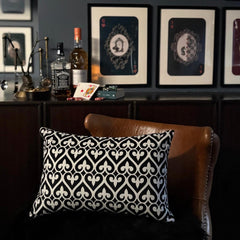 Black & White Velvet Lumbar Cushion Cover - Fleur Noir