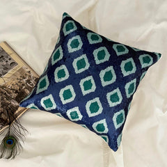 Mayurika - Blue Silk Throw Pillow Cover