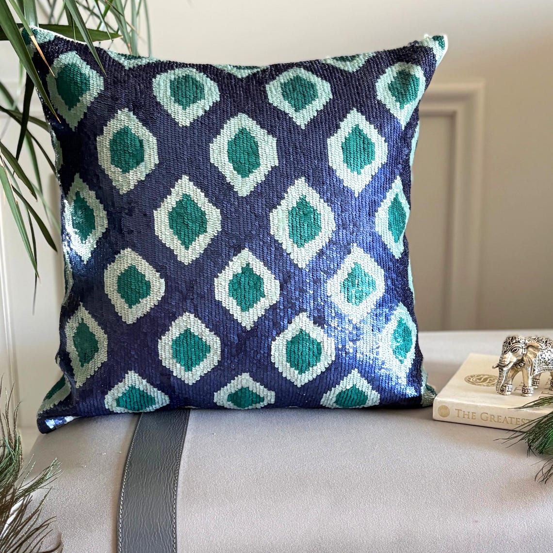 Mayurika - Blue Silk Throw Pillow Cover