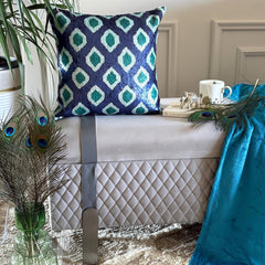 Mayurika - Blue Silk Throw Pillow Cover