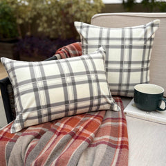 Comfort Plaid Gray Lumbar Cushion Cover