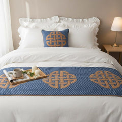 Foil Damask - Velvet Grey, Silver Decorative Bed Runner and Cushion Cover