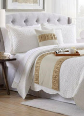 Cascade Pleats - Velvet & Linen Brown Decorative Bed Runner and Cushion Cover
