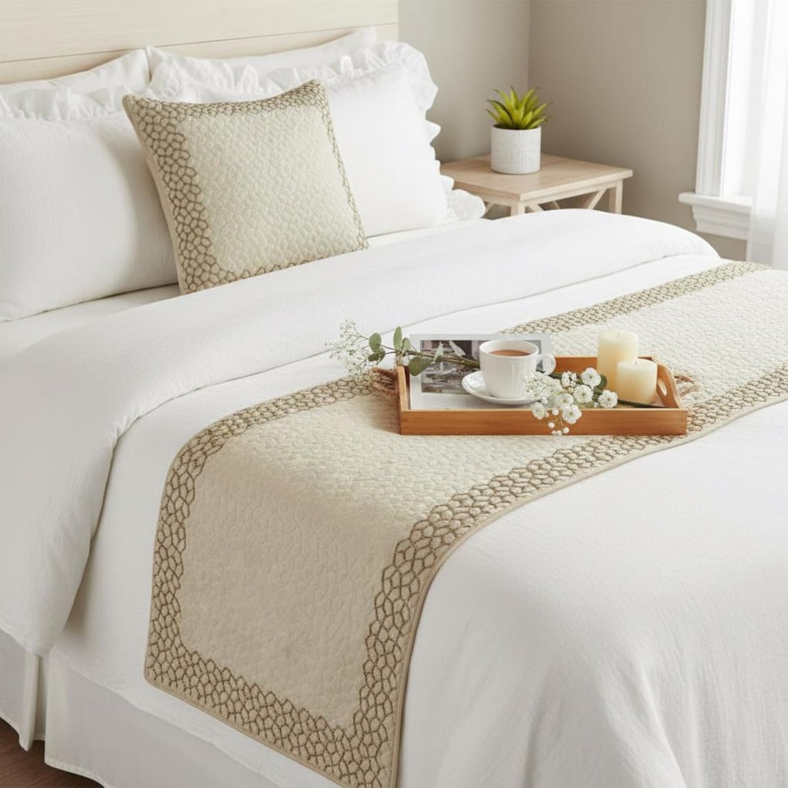 Tessellation Decorative Bed Runner and Cushion Cover