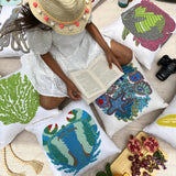 Under The Ocean - Blue Cotton Linen Throw Cushion Cover