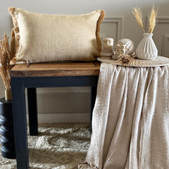 Jute Fringe - Beige Jute Throw cushion Cover