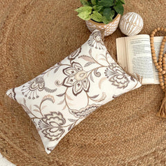Pearla - Beige Linen Lumbar Pillow Cover