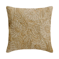 Beige Linen Blend Throw Cushion Cover - Peacock Plume