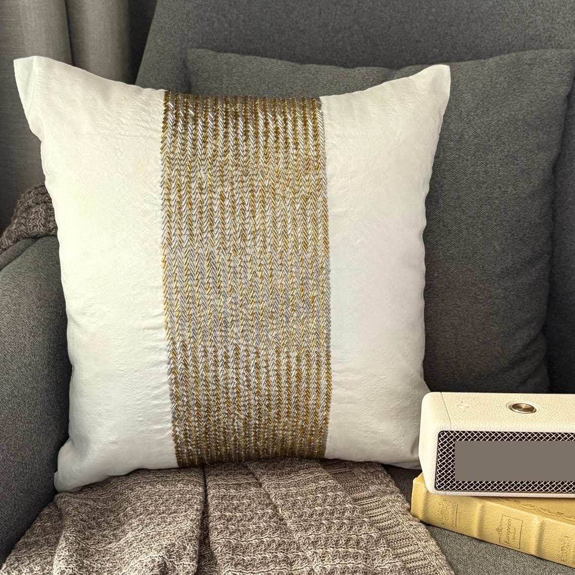 Gold Gleam - Ivory Art Silk Decorative Euro Sham