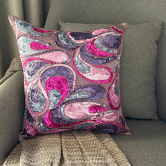 Royal Obsession - Pink & Purple Art Silk Throw Pillow Cover