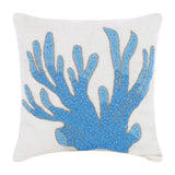 Coral Treasure - Aqua Blue Cotton Linen Throw Cushion Cover