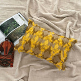 Ochre & Beige Jacquard Lumbar Cushion Cover - Savanna Lattice