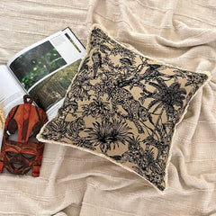 Black & Beige Jacquard Throw Cushion Cover - Savannah Sketch