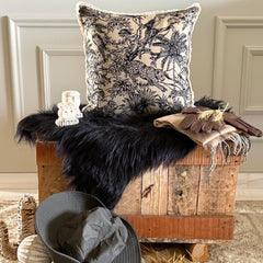 Black & Beige Jacquard Throw Cushion Cover - Savannah Sketch