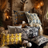 Mustard & Gray Jacquard Throw Cushion Cover - Hexa Terrain