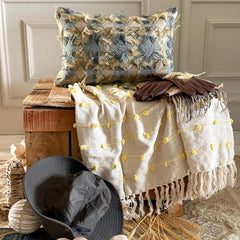 Gray & Beige Jacquard Lumbar Cushion Cover - Nomad Diamonds