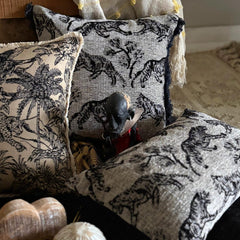 Black& Gray Chenille Velvet Lumbar Cushion Cover - Imperial Tiger