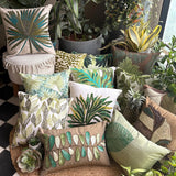 Floating Leaf - Dark Green Art Silk Decorative Euro Sham