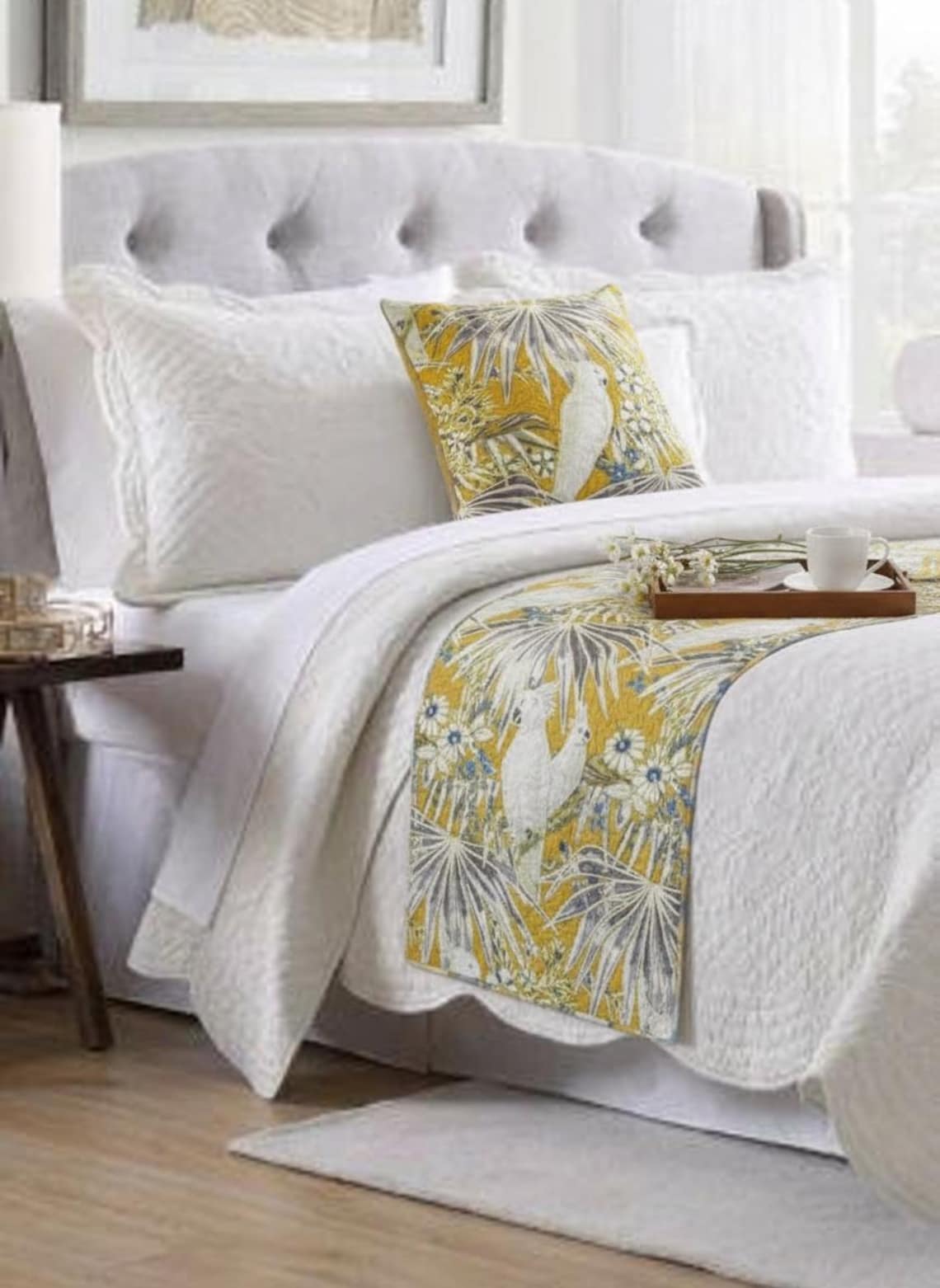 Cockatoo Love Decorative Bed Runner and Cushion Cover