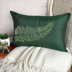 Green Tea - Art Silk Dull Green Decorative Lumbar Pillow Cover