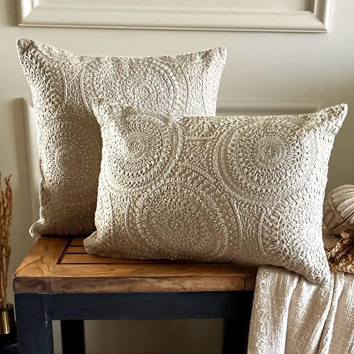 Pearl Mandala Throw Cushion Cover
