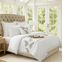 Tropical Feeling - Linen Green, Blue Decorative Bed Runner and Cushion Cover