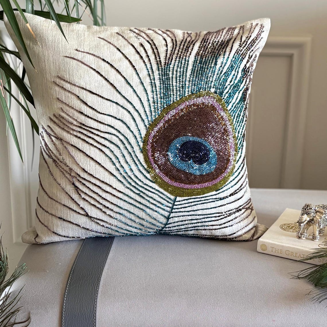 Bird Of Juno - Blue Velvet Throw Pillow Cover