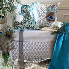 Bird Of Juno - Blue Velvet Throw Pillow Cover