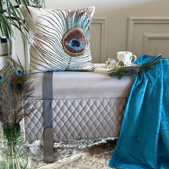 Bird Of Juno - Blue Velvet Throw Pillow Cover