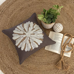 Mother Nature - Brown Cotton Linen Throw Pillow Cover